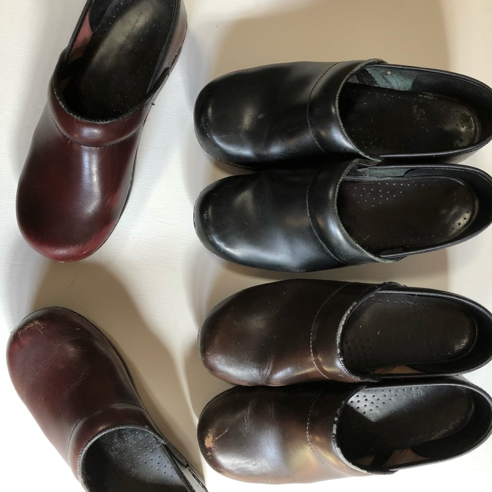 3 pairs Dansko and Sanita clogs in size 38